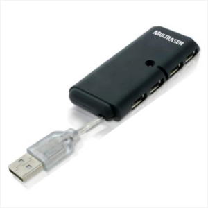 Hub usb 2.0 4 portas com cabo retrátil preto AC064