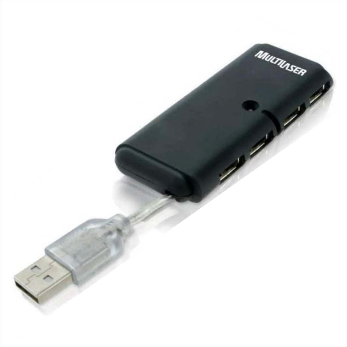 Hub usb 2.0 4 portas com cabo retrátil preto AC064